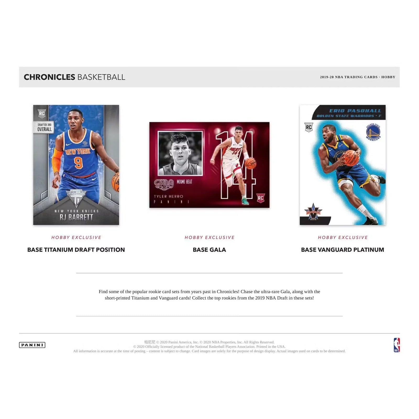2019-20 Panini Chronicles Basketball Hobby Box (Ships Sealed Only) - D