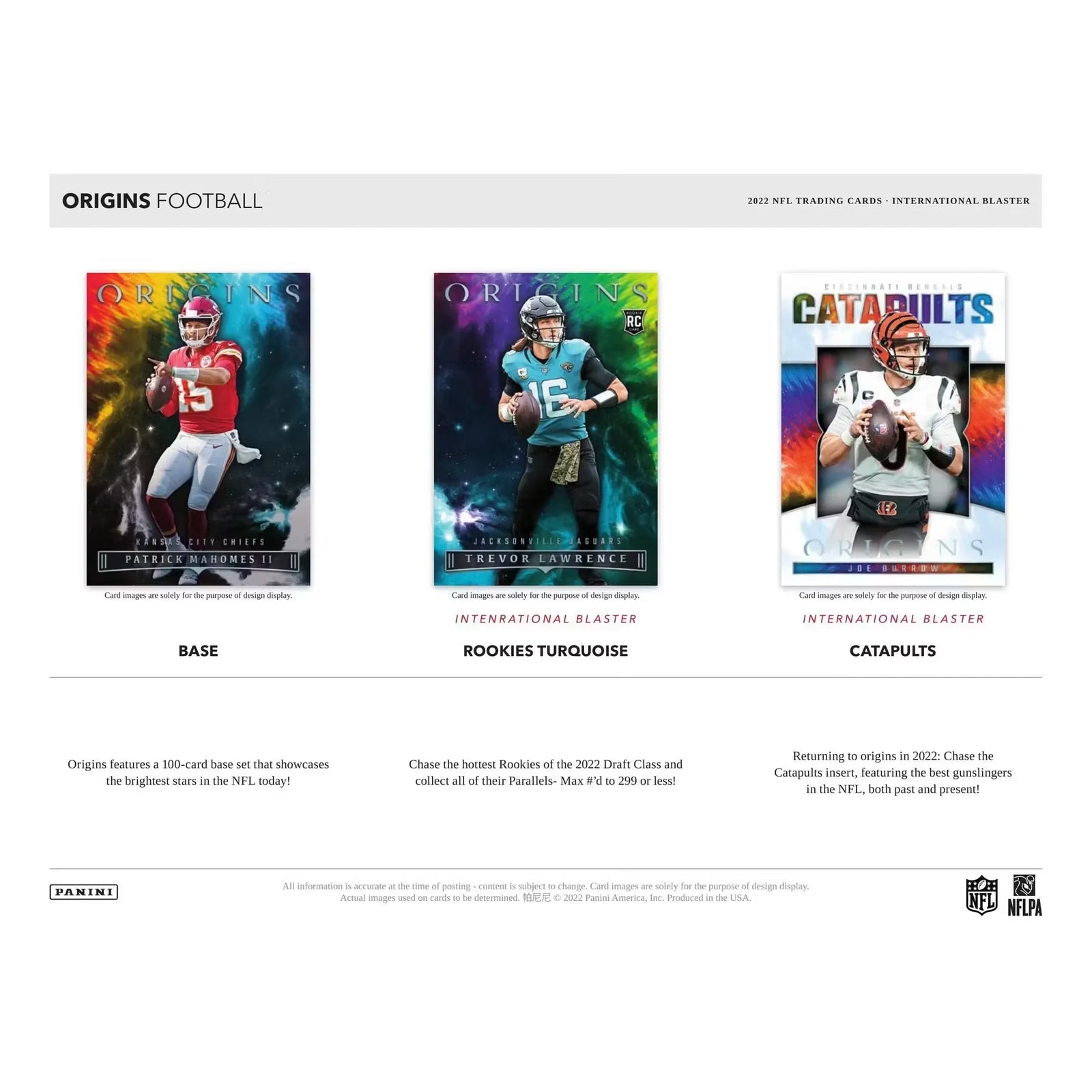 2022 Panini Origins Football International Blaster Box (Ships Sealed Only)