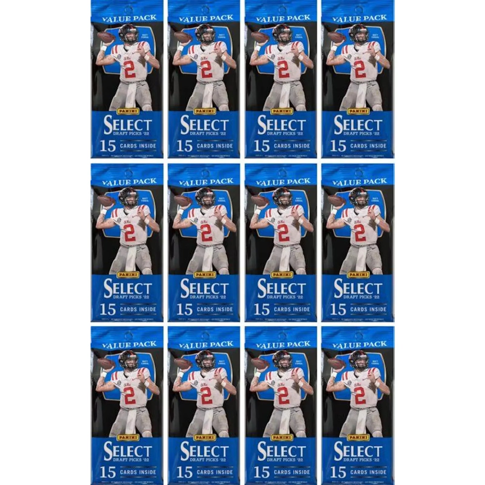 2022 Panini Select Draft Picks Football Jumbo Value Fat Pack 12-Pack Box (Light Blue Lazer Prizms!) (Ships Sealed Only)