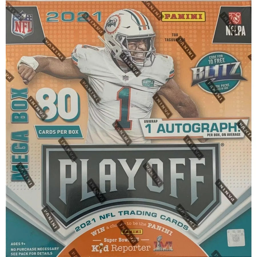 2021 Panini Playoff Football Mega Box (Contenders Rookie Ticket Preview Blue!) (Ships Sealed Only)
