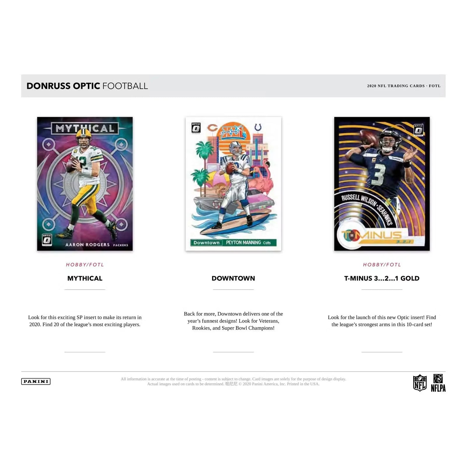 2020 Panini Donruss Optic Football 1st Off The Line FOTL Hobby Box (Ships Sealed Only) - D