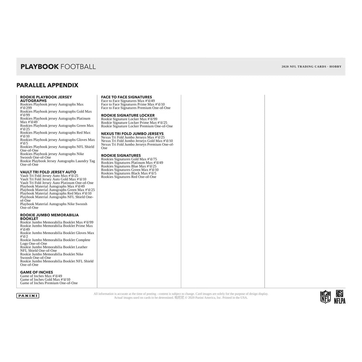 2020 Panini Playbook Football Hobby Box - D | P2065570