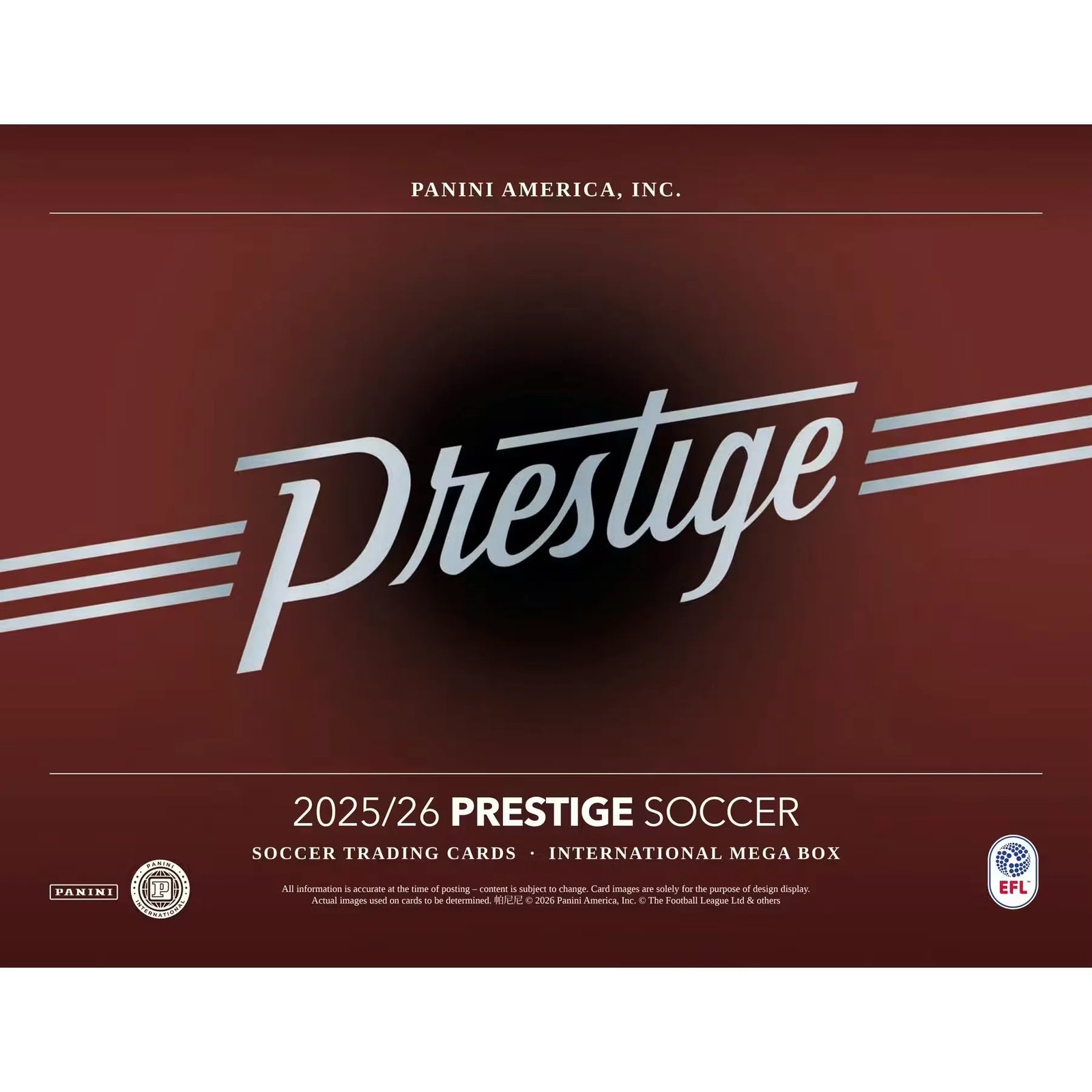 2025-26 Panini Prestige EFL Soccer International Mega Box (Ships Sealed Only)