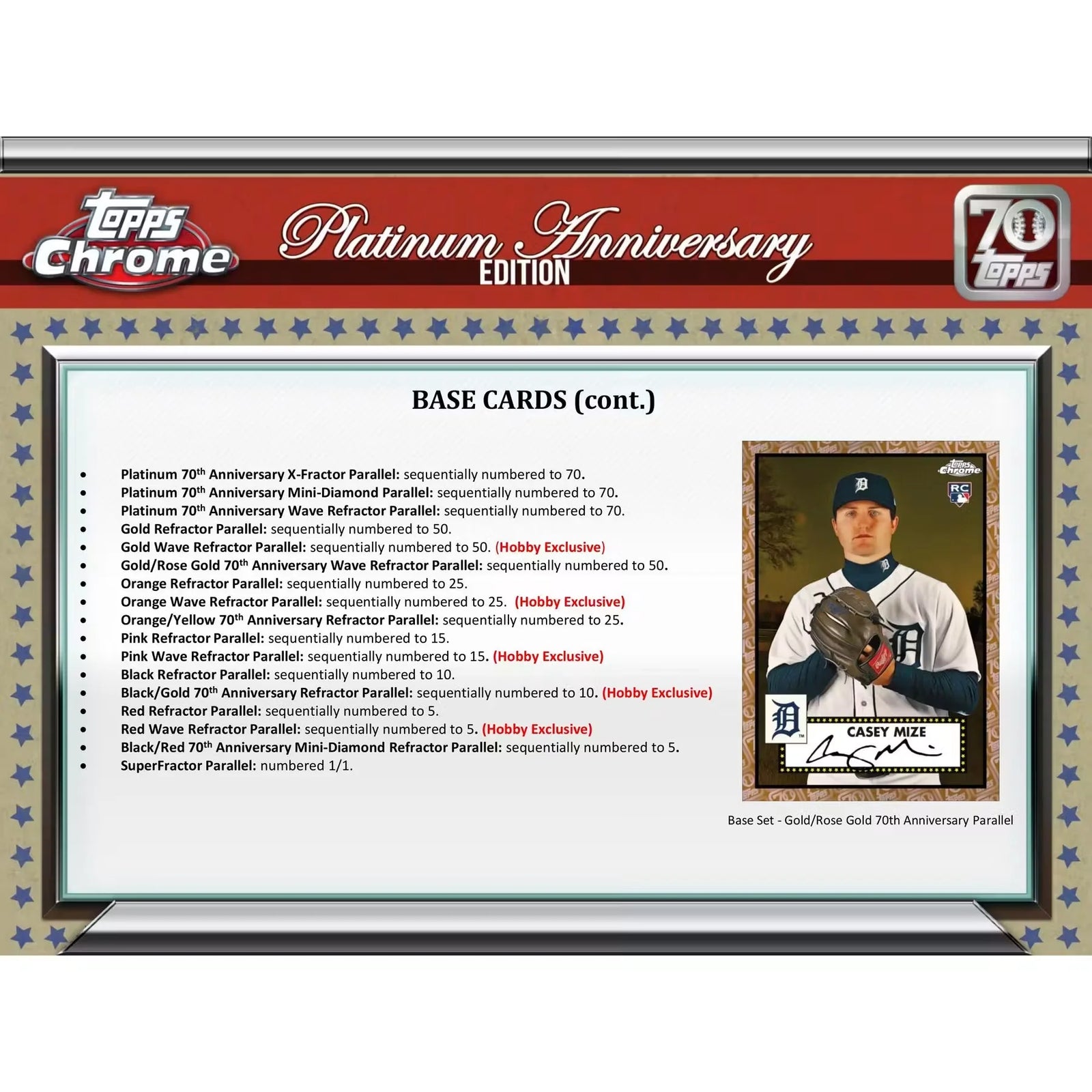 2021 Topps Chrome Platinum Anniversary Baseball Hobby Box (Ships Sealed Only) - D2