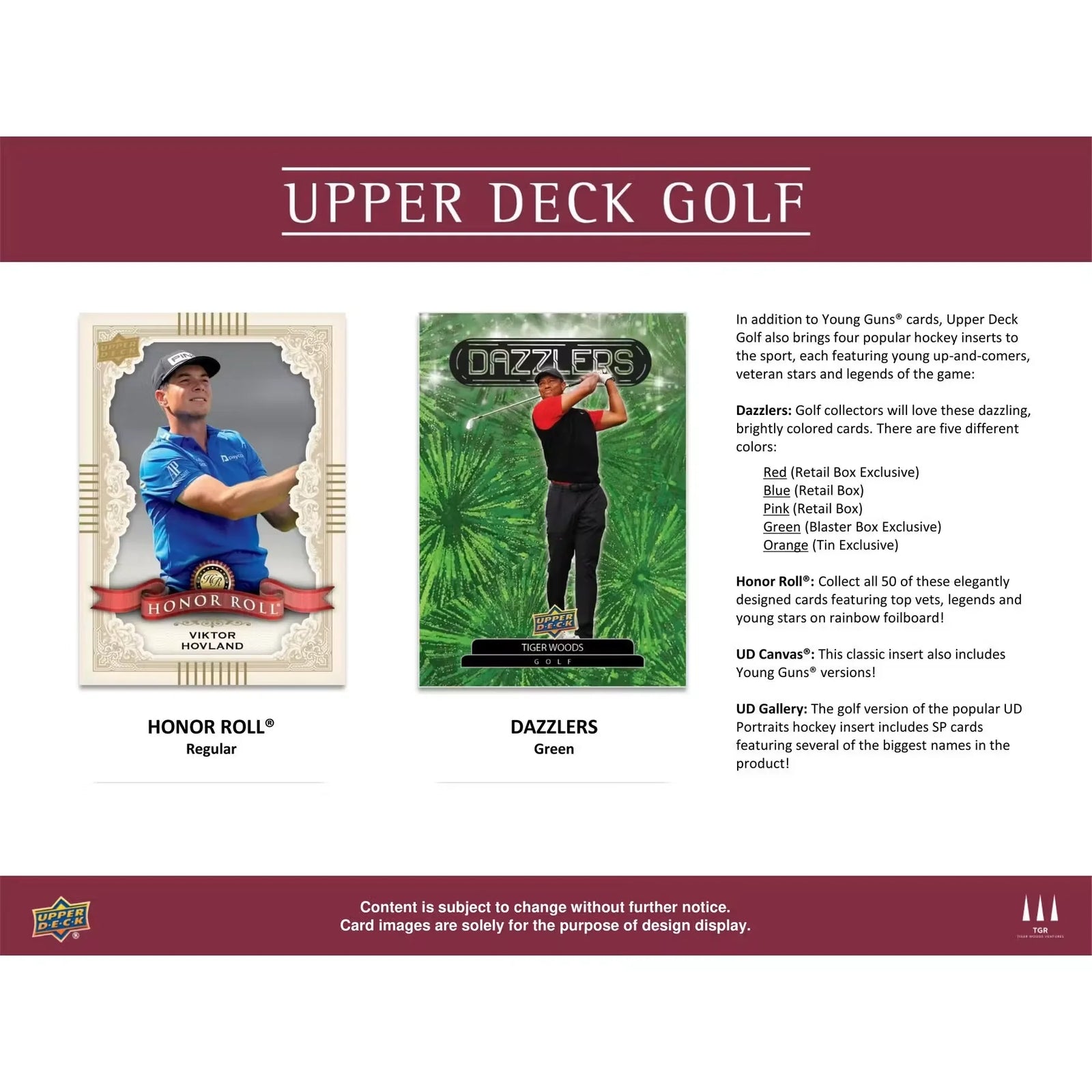 2024 Upper Deck Golf Tin | Young Guns, Dazzlers & Precision Cards (Ships Sealed Only)