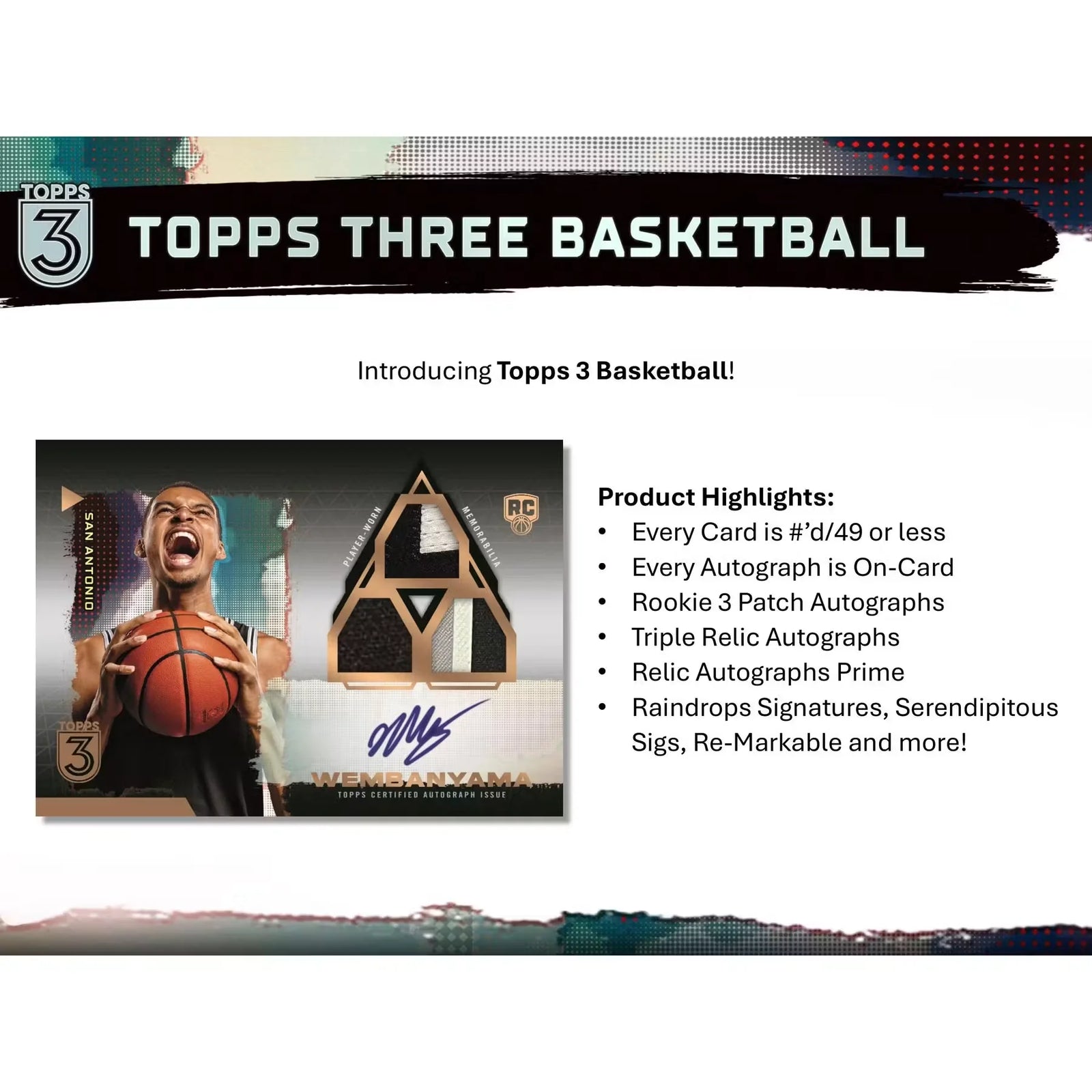 2023-24 Topps Three Basketball Hobby Box (Ships Sealed Only)