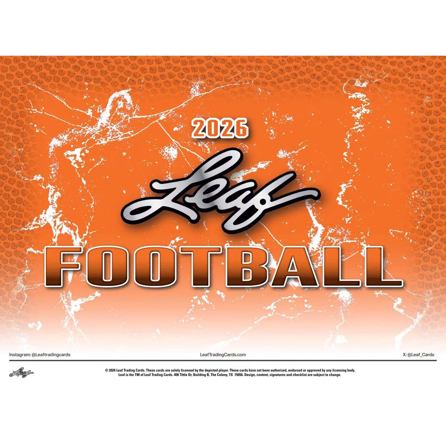 2026 Leaf Football Hobby Box (Presell) (Ships Sealed Only) - D