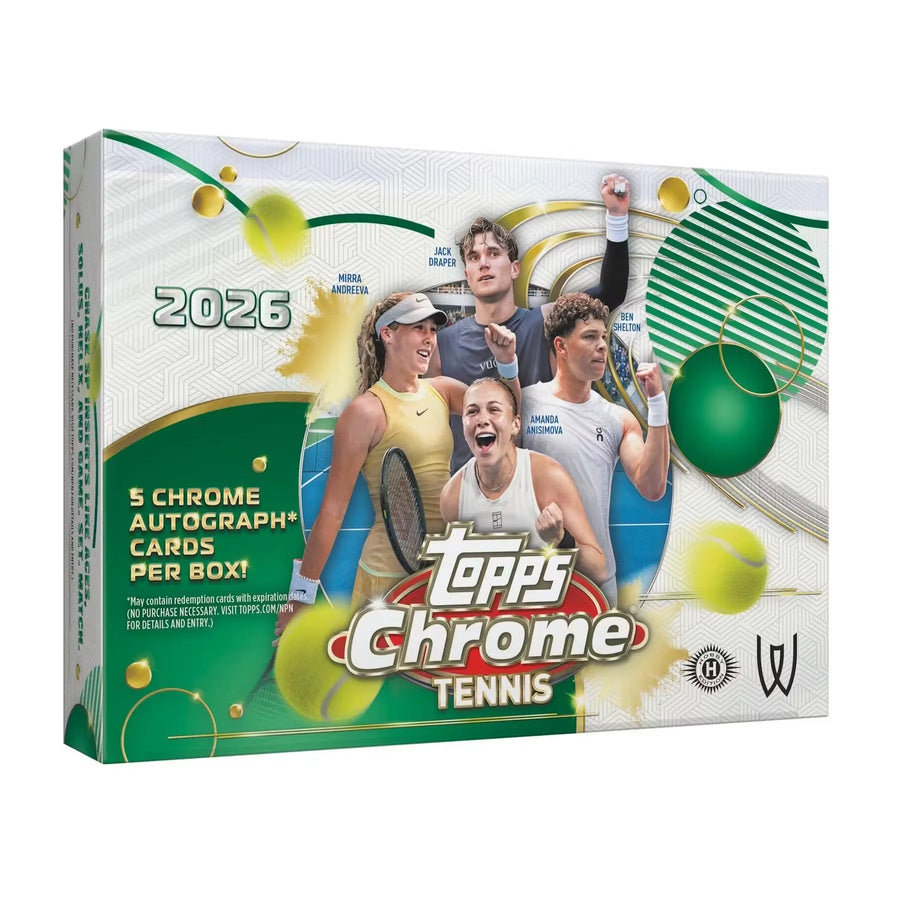 2026 Topps Chrome Tennis Delight Box | 5 Autographs Per Box (Ships Sealed Only)