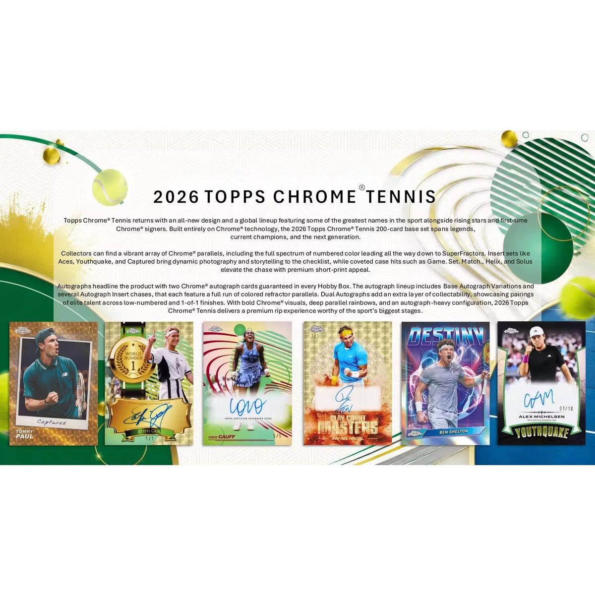 2026 Topps Chrome Tennis Delight Box | 5 Autographs Per Box (Ships Sealed Only)