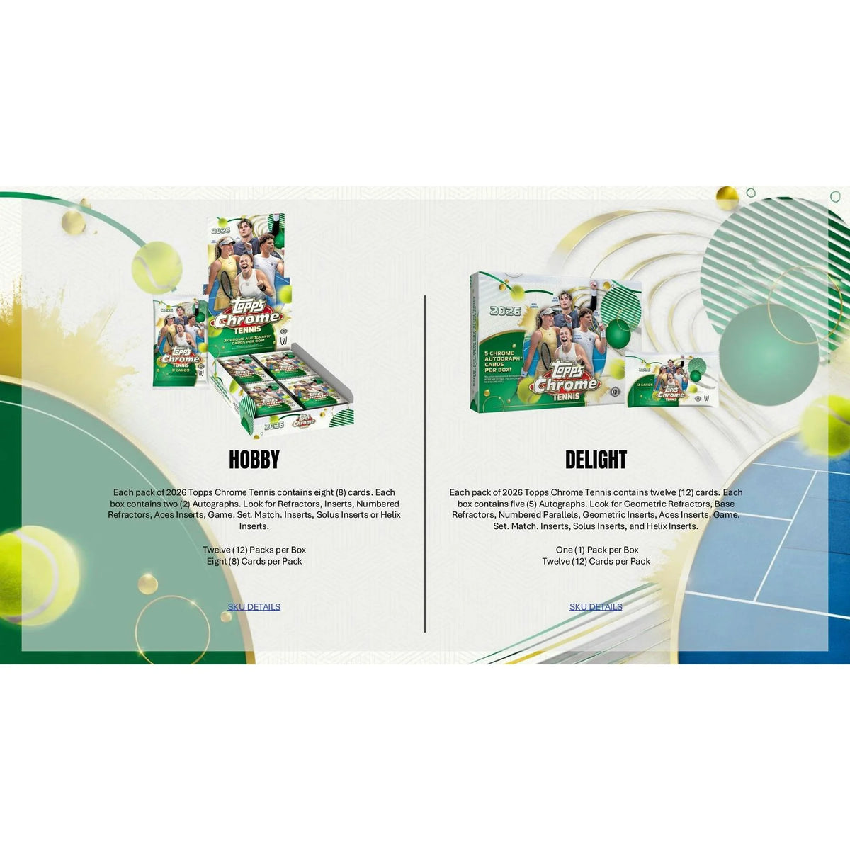2026 Topps Chrome Tennis Hobby Box | 12 Packs, 2 Autographs (Ships Sealed Only)