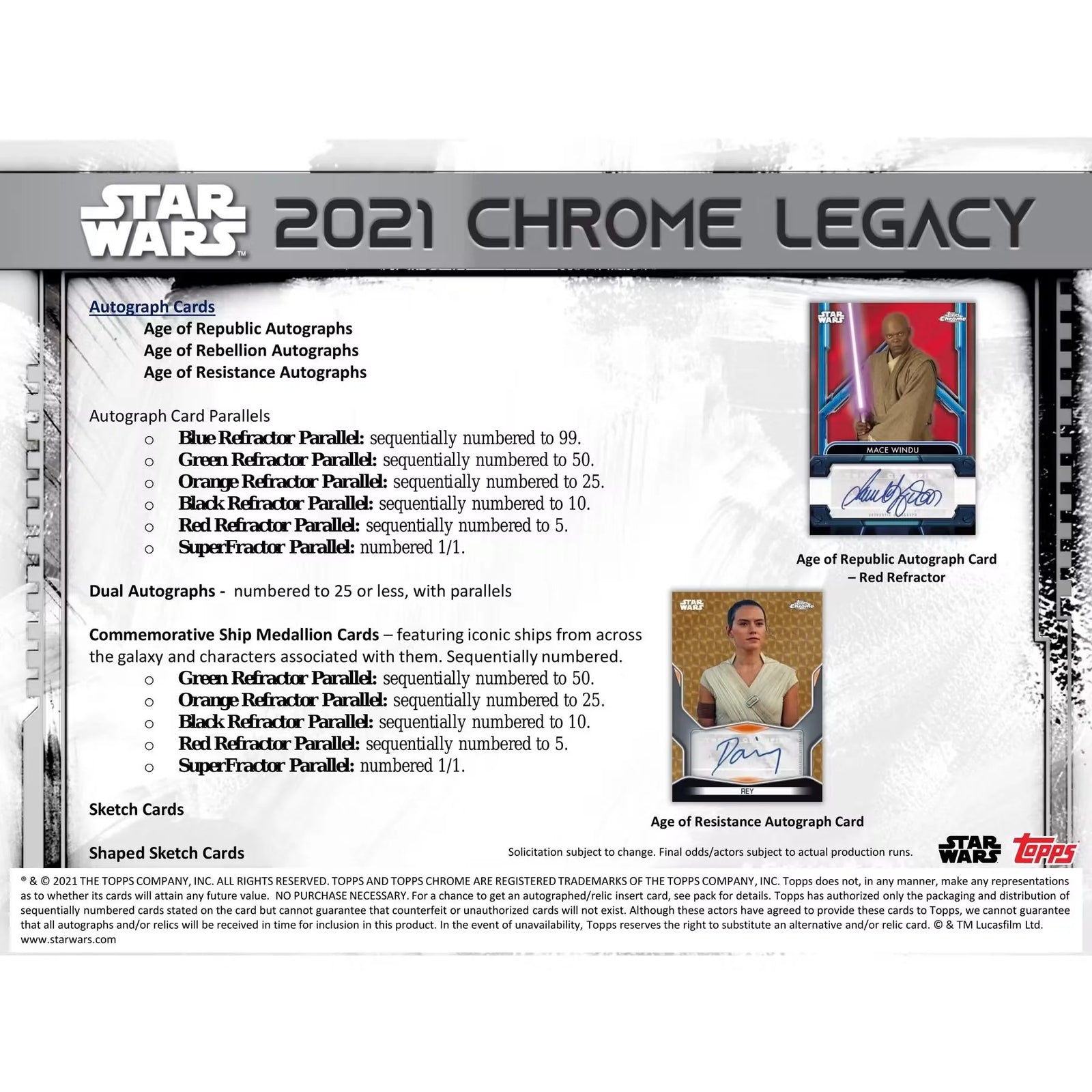 2021 Topps Star Wars Chrome Legacy Hobby Box | Master Box (Ships Sealed Only)