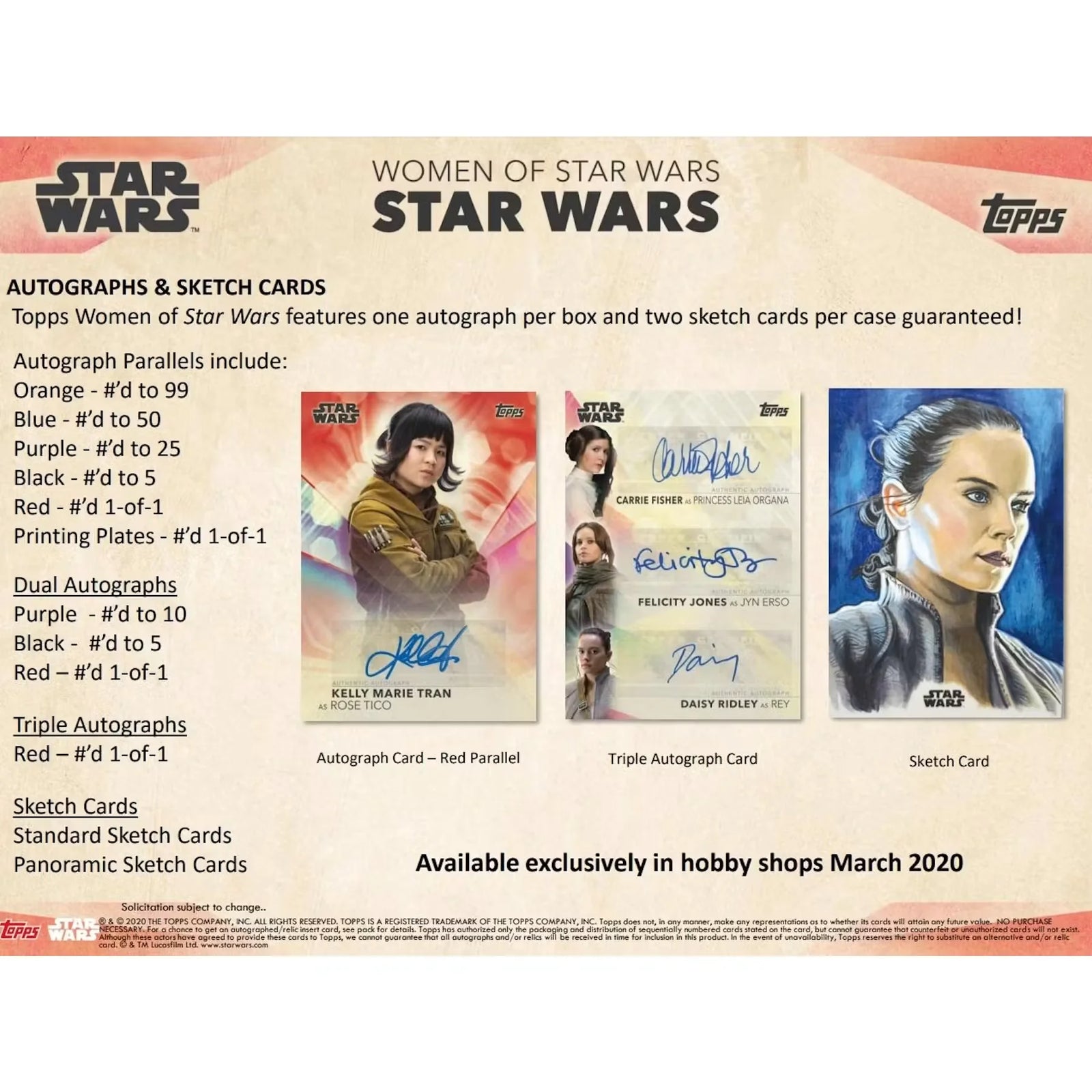 2020 Topps Women of Star Wars Hobby Box | One Autograph Per Box (Ships Sealed Only)