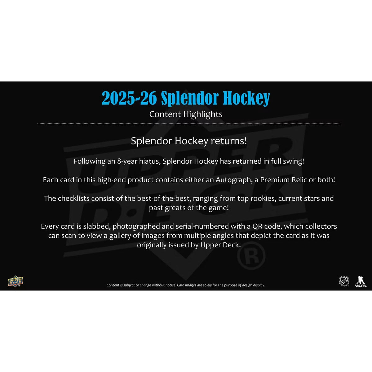 2025-26 Upper Deck Splendor Hockey Hobby Box | Premium Presell | P5176648