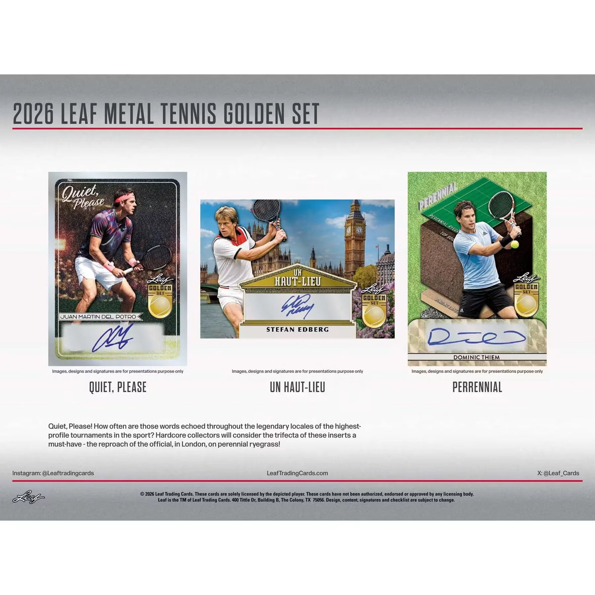 2026 Leaf Metal Tennis Golden Set Hobby Box | Presell (Ships Sealed Only) | P5176656