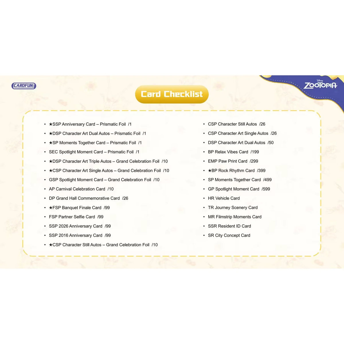 2026 Card.Fun Zootopia 10th Anniversary Hobby Box | Presell (Ships Sealed Only) | P5176703