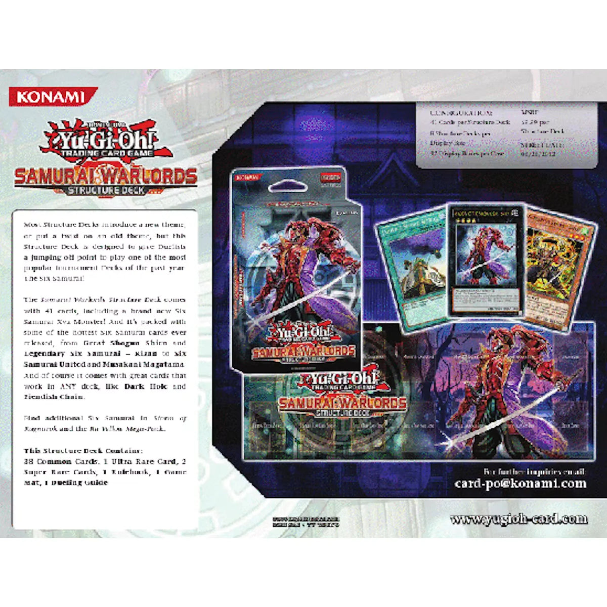 Konami Yu-Gi-Oh Samurai Warlords Structure Deck Box | Sealed 2012 | P5177054