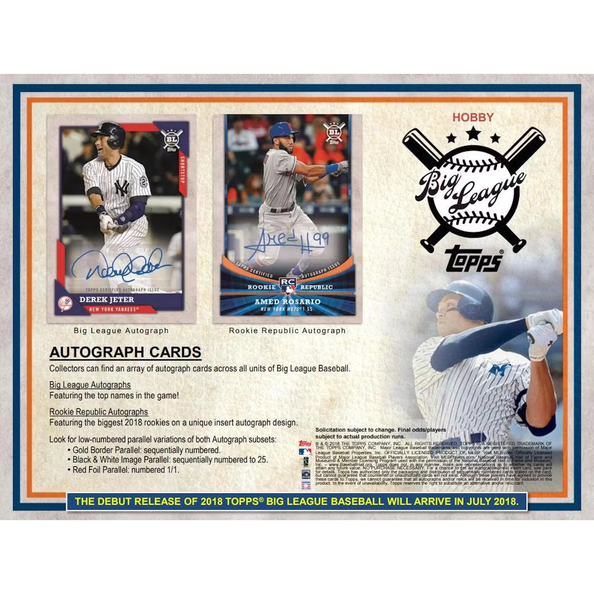 2018 Topps Big League Baseball Hobby Box (Ships Sealed Only) | P5178557