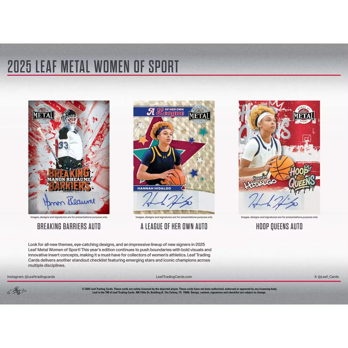 2025 Leaf Metal Women of Sport Hobby Box (Ships Sealed Only) | P5179203