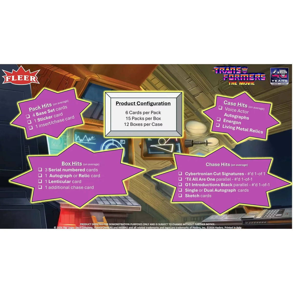 2026 Upper Deck Fleer The Transformers: The Movie 40th Anniversary Hobby Box | P5181642