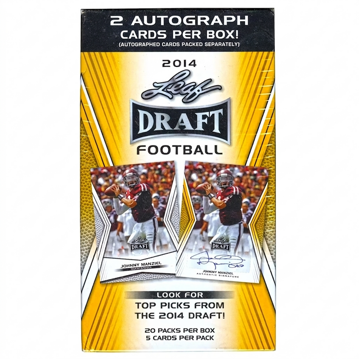 2014 Leaf Draft Football Blaster Box | 20 Packs, 2 Autos (Ships Sealed Only) | P5293954