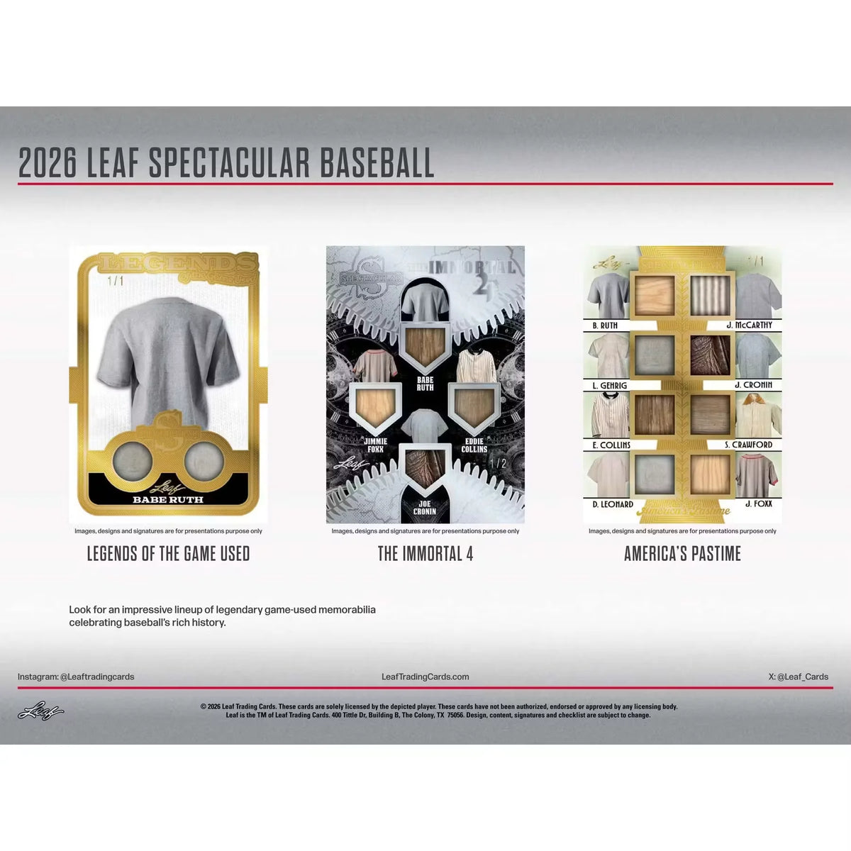 2026 Leaf Spectacular Baseball Hobby Box | Presell (Ships Sealed Only) | P5417066