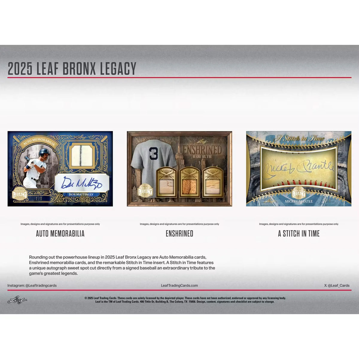 2025 Leaf Bronx Legacy Baseball Hobby Box | Four Premium Hits | P5595169