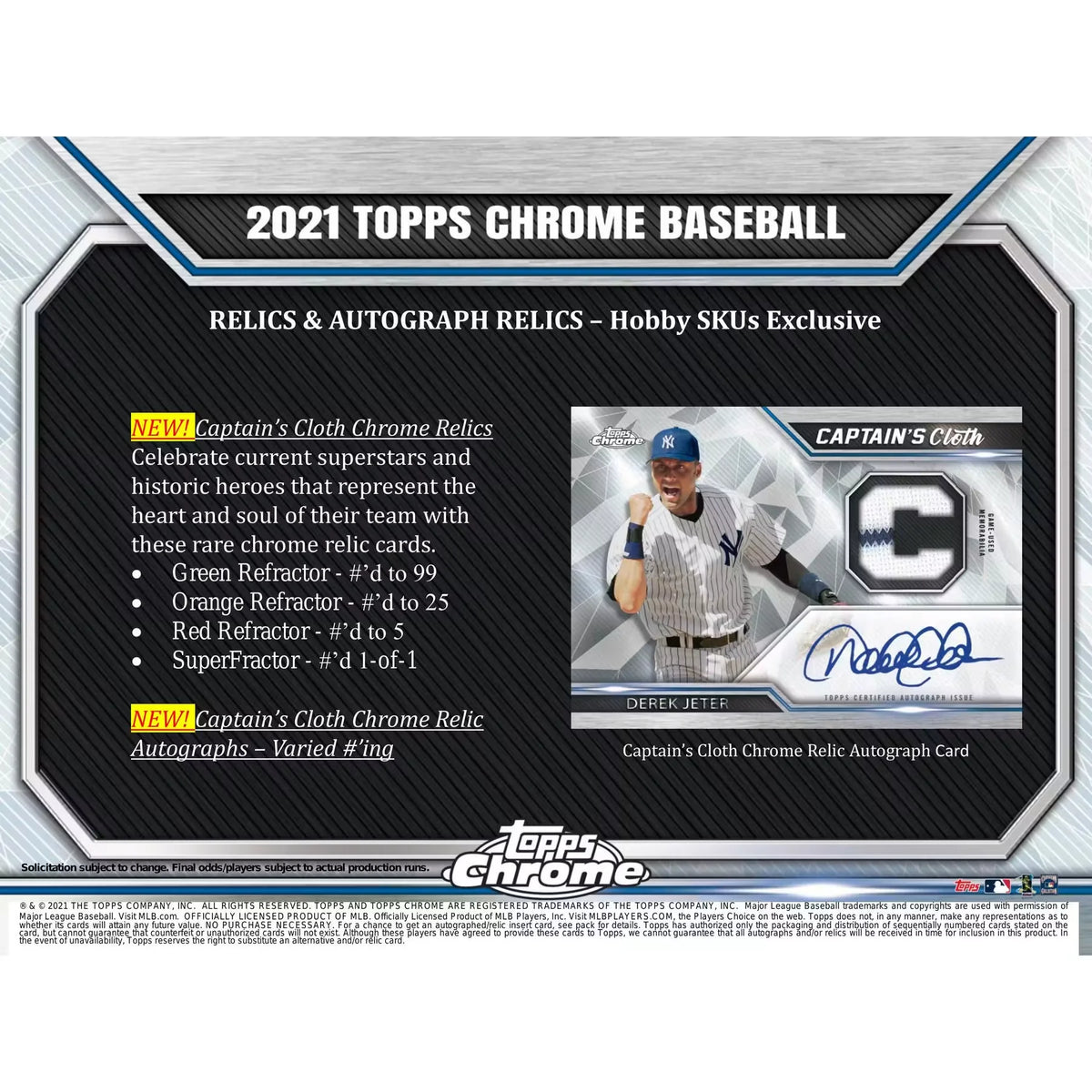 2021 Topps Chrome Baseball Hobby Box (Ships Sealed Only) - D | P5595344