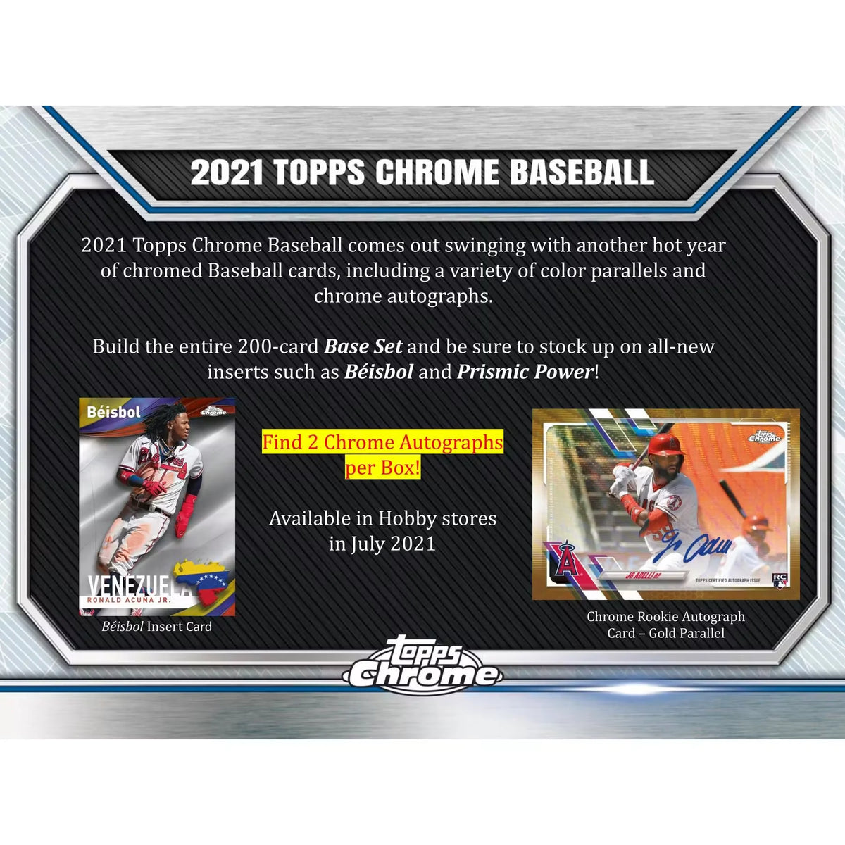 2021 Topps Chrome Baseball Hobby Box (Ships Sealed Only) - D | P5595344