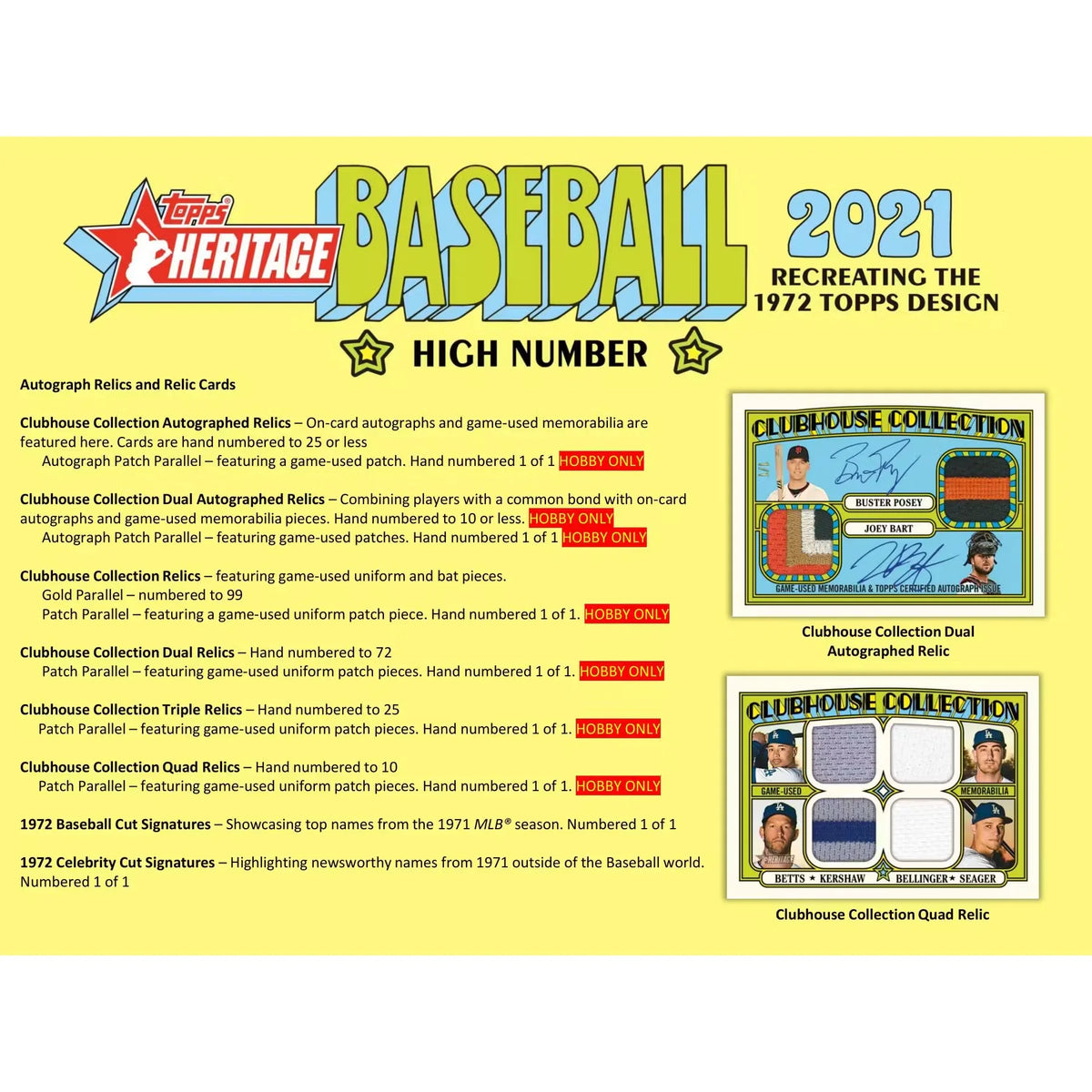 2021 Topps Heritage High Number Baseball Hobby Box (Ships Sealed Only) - D | P5595360