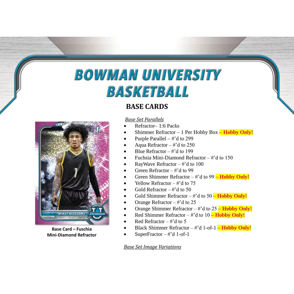 2021-22 Bowman University Basketball Hobby Box (Ships Sealed Only) - D | P5595595