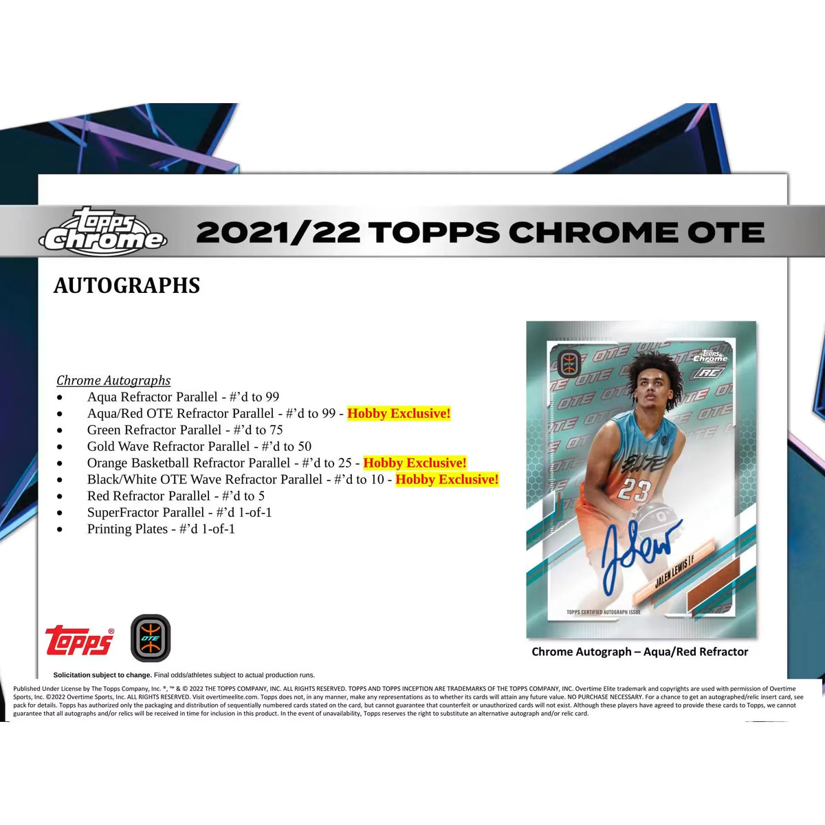 2021-22 Topps Chrome Overtime Elite Basketball Hobby Box - D | P5595615