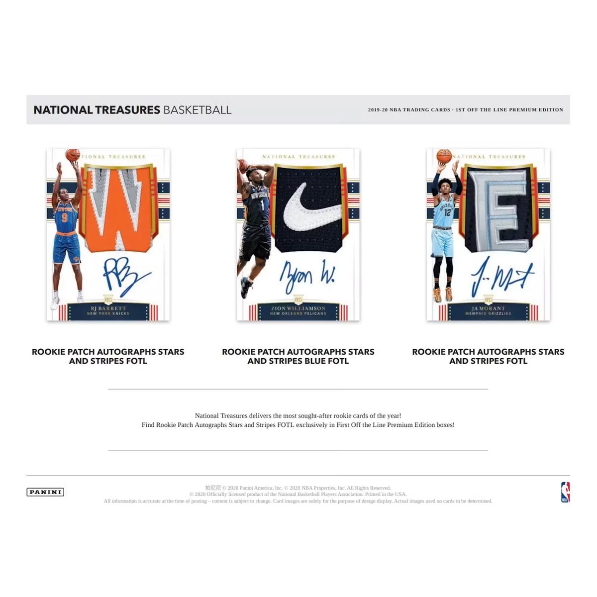 2019-20 Panini National Treasures FOTL Basketball Hobby Box (Ships Sealed Only) | P5595628