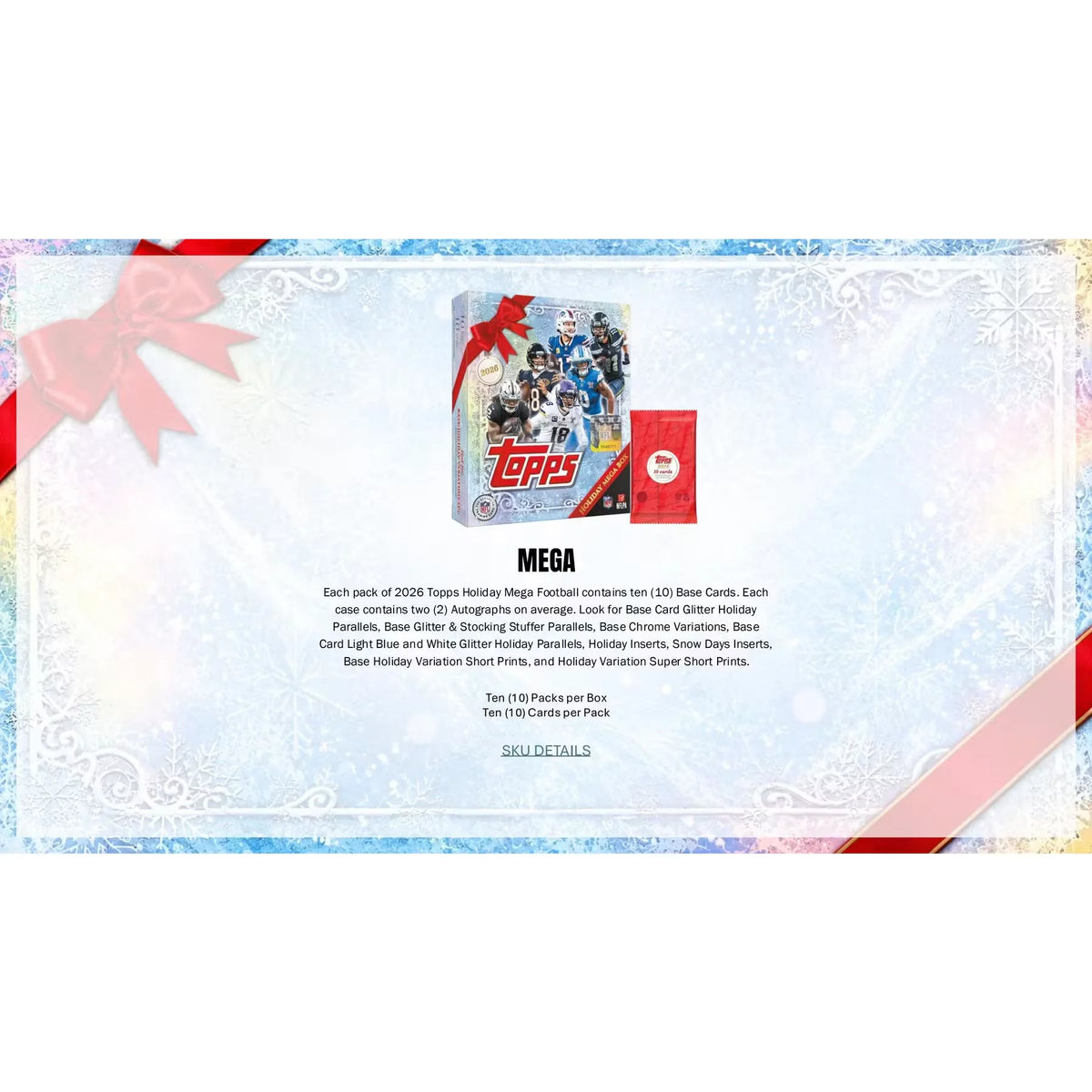 2026 Topps Holiday Football Mega Box | Presell (Ships Sealed Only) | P5754600
