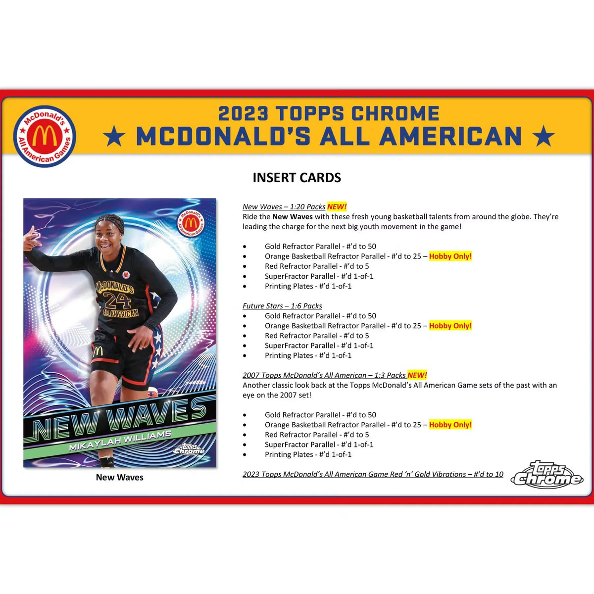 2023 Topps McDonald's All American Chrome Basketball Hobby Box | P5945950