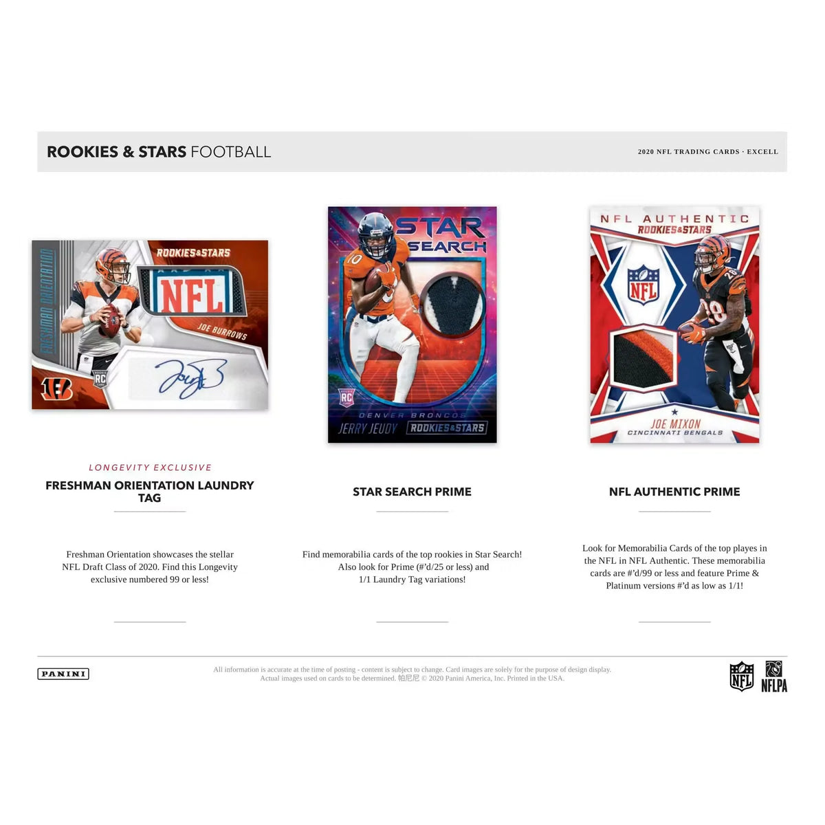 2020 Panini Rookies & Stars Longevity Mega Football Box (Ships Sealed Only) | P5946120