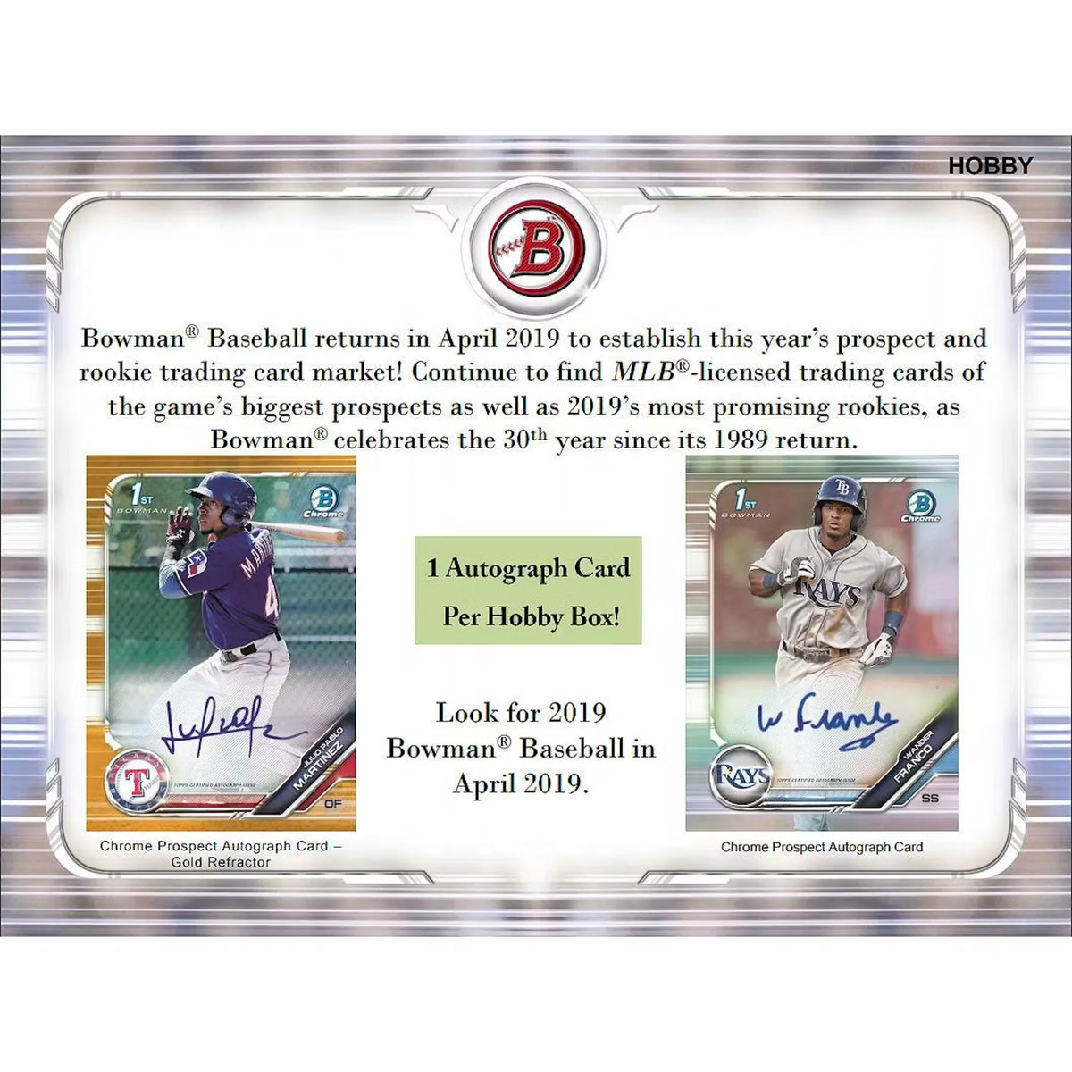2019 Bowman Baseball Hobby Box (Ships Sealed Only) - D | P6052911