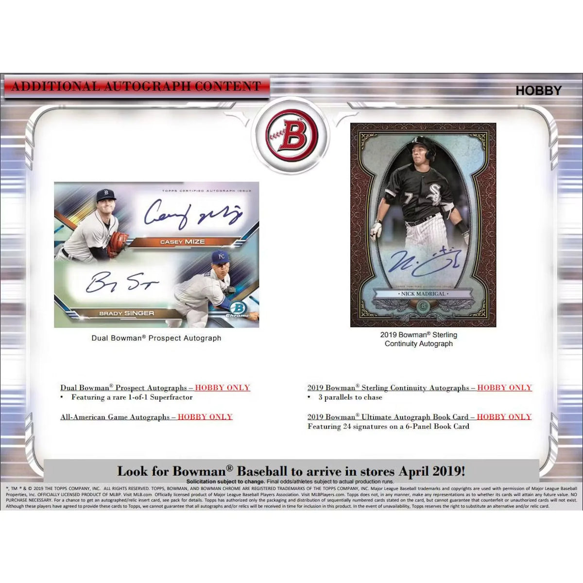 2019 Bowman Baseball Hobby Box (Ships Sealed Only) - D | P6052911