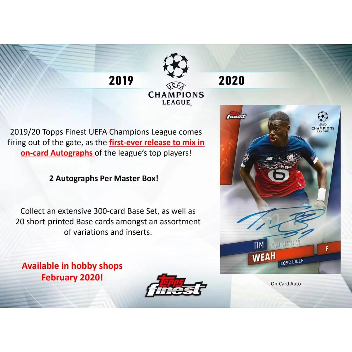 2019-20 Topps Finest UEFA Champions League Soccer Hobby Box - D | P6135660