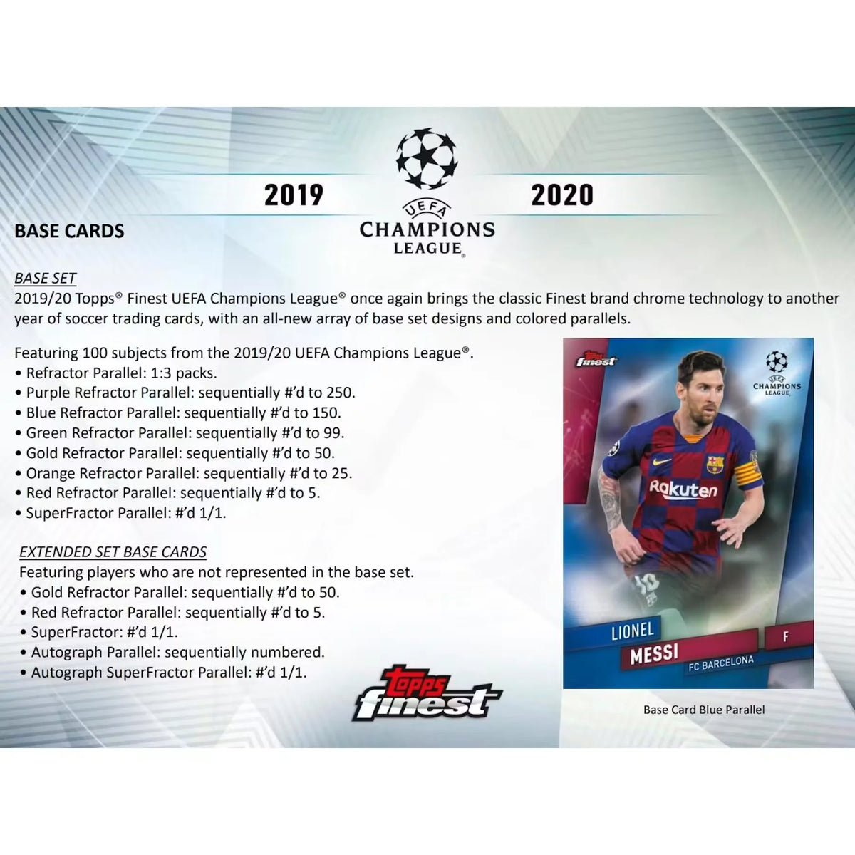 2019-20 Topps Finest UEFA Champions League Soccer Hobby Box - D | P6135660