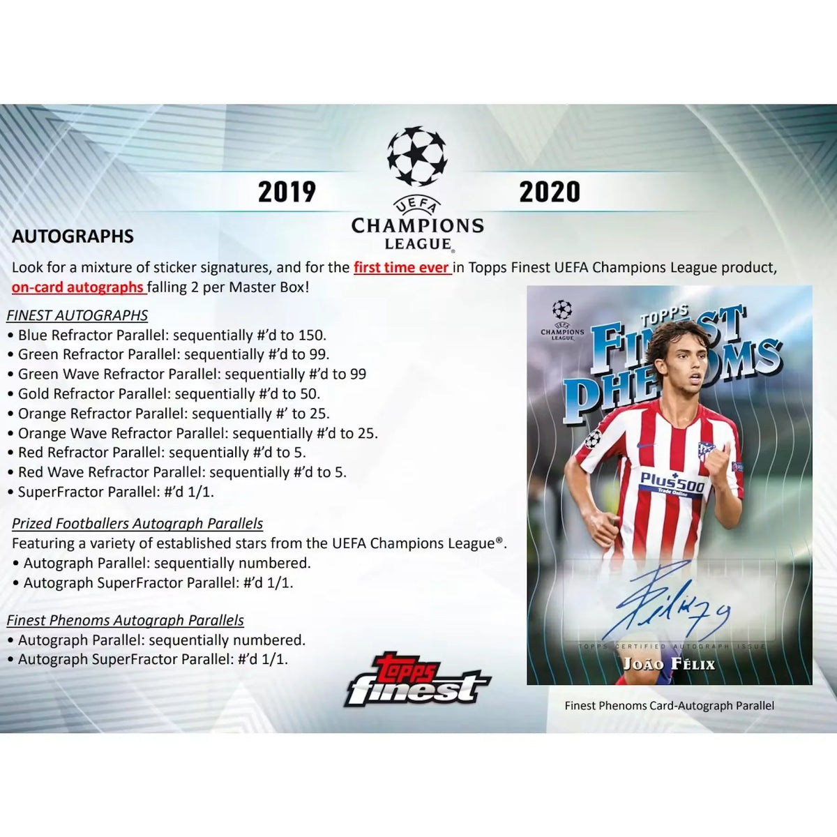 2019-20 Topps Finest UEFA Champions League Soccer Hobby Box - D | P6135660