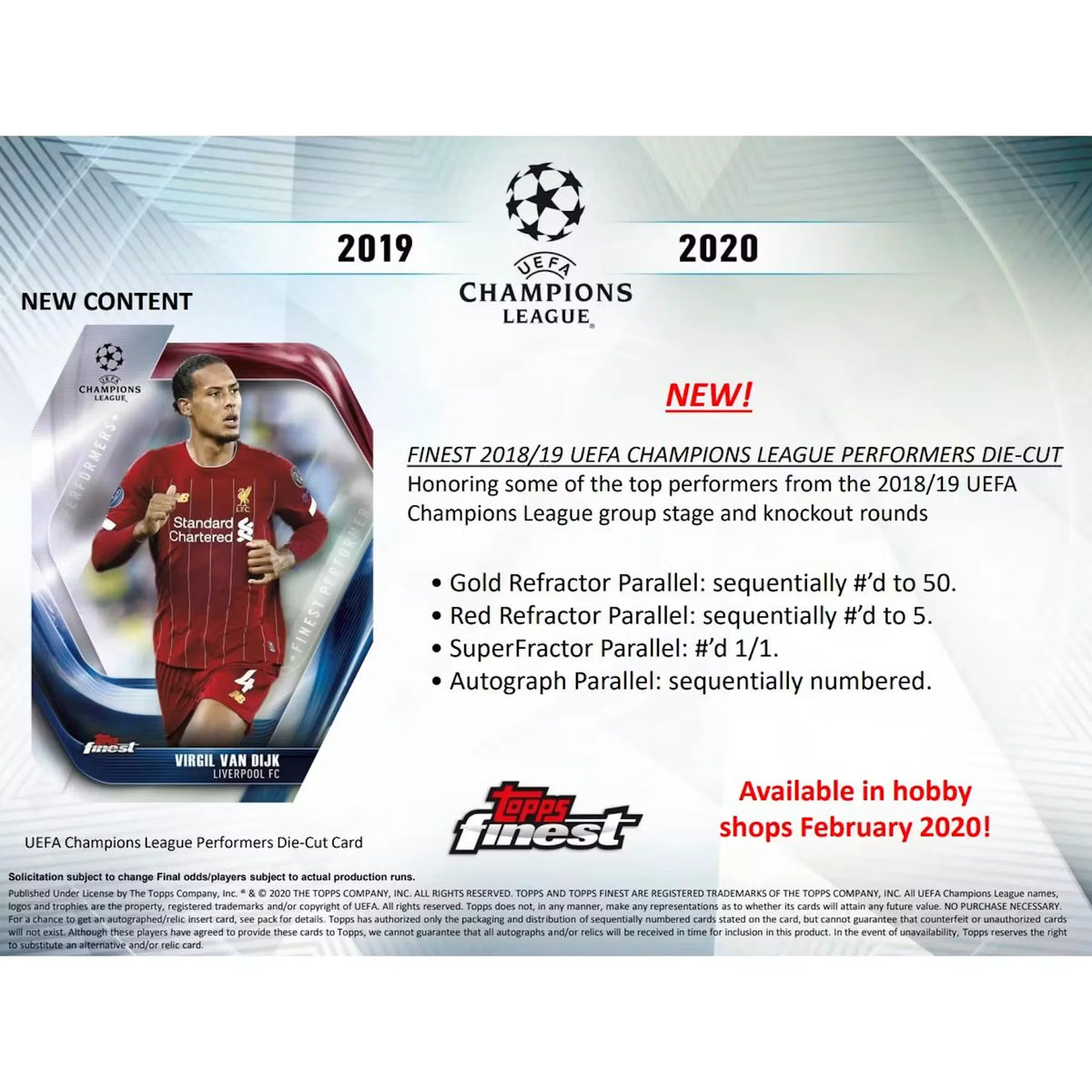 2019-20 Topps Finest UEFA Champions League Soccer Hobby Box - D | P6135660