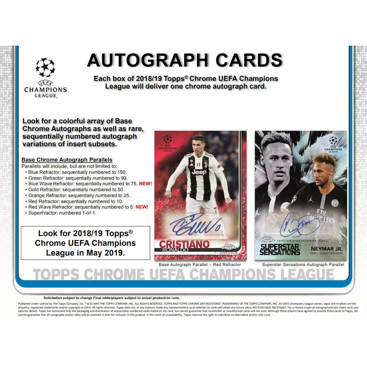 2018-19 Topps Chrome UEFA Champions League Soccer Hobby Box (Ships Sealed Only) | P6135661