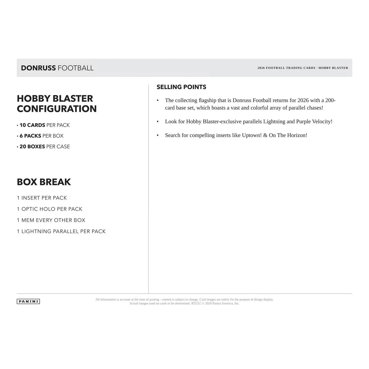 2026 Panini Donruss Football Blaster Hobby Box | Presell (Ships Sealed Only) | P6135888