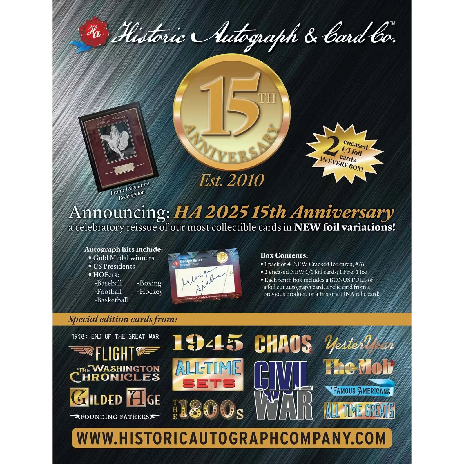 2025 Historic Autographs 15th Anniversary Hobby Box