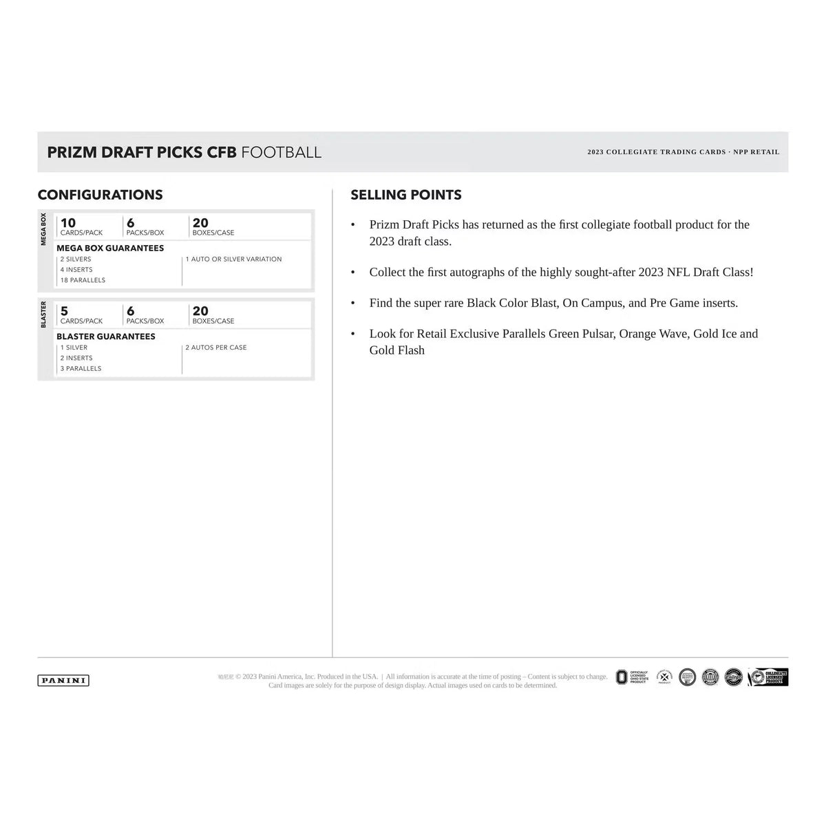 2023 Panini Prizm Draft Picks Football Blaster Box | Retail Exclusive | P6696373