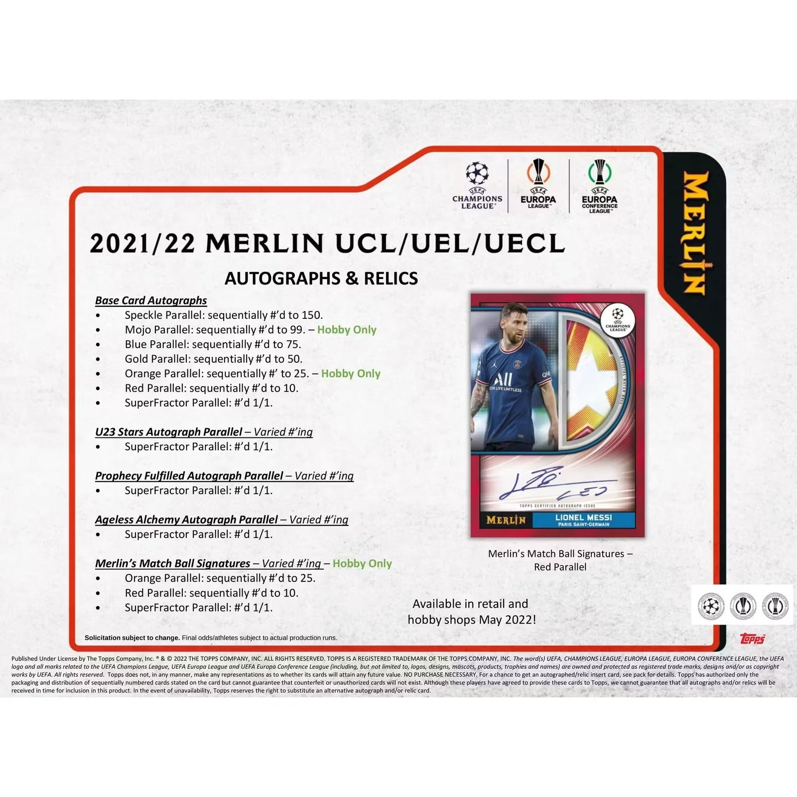 2021-22 Topps UEFA Champions League Merlin Chrome Soccer Hobby Box (Ships Sealed Only) - D