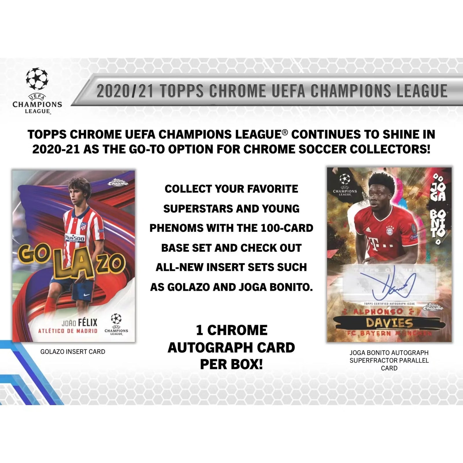 2020-21 Topps Chrome UEFA Champions League Soccer Hobby Box (Ships Sealed Only)