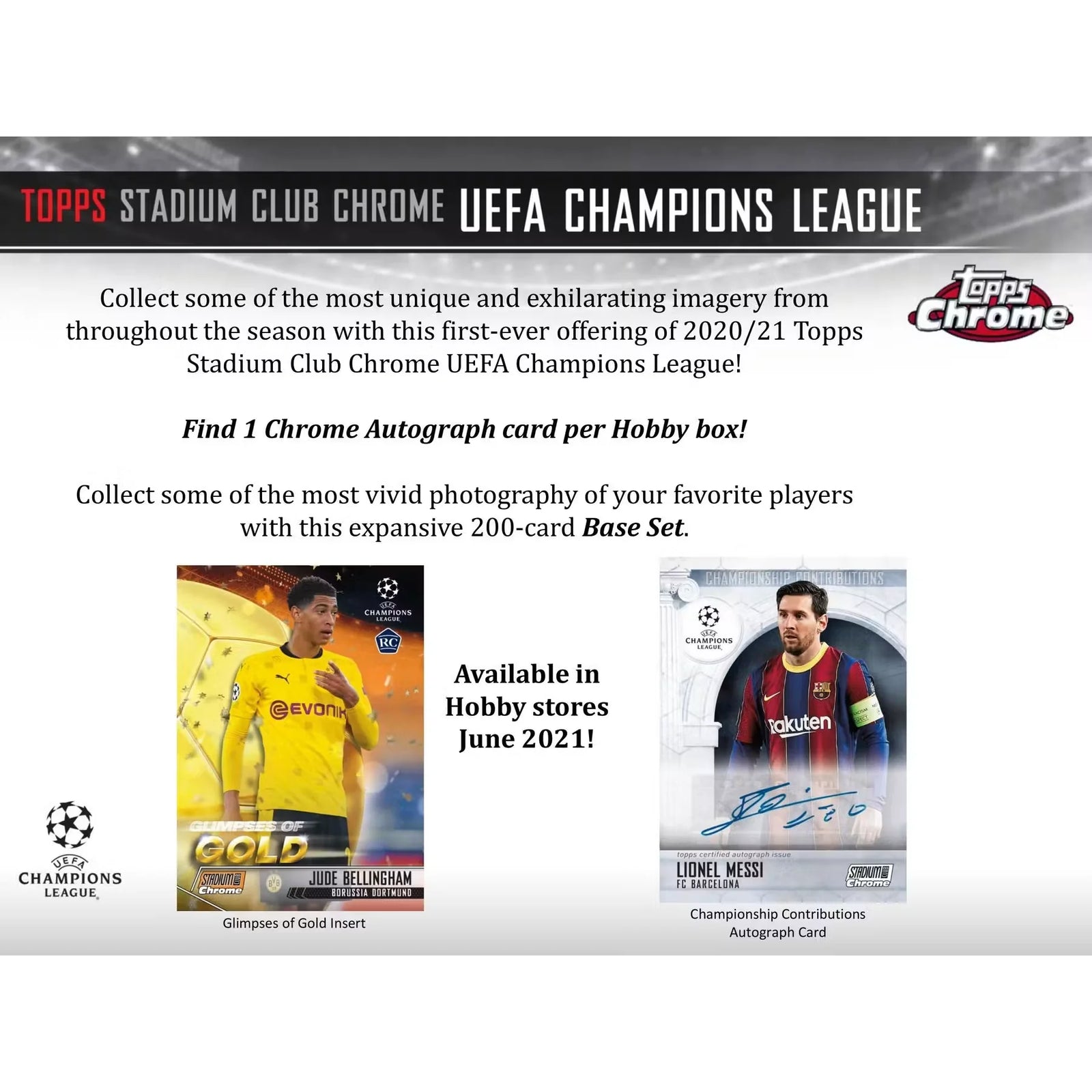 2020-21 Topps UEFA Stadium Club Chrome Soccer Hobby Box (Ships Sealed Only)