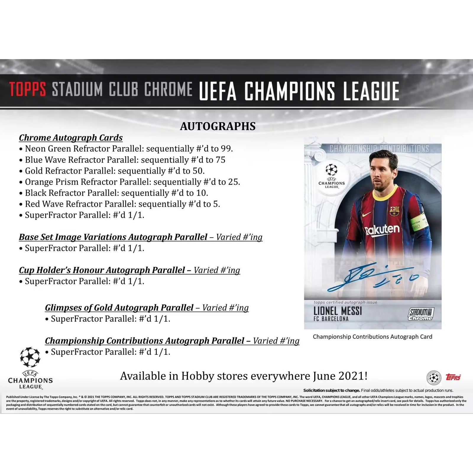 2020-21 Topps UEFA Stadium Club Chrome Soccer Hobby Box (Ships Sealed Only)
