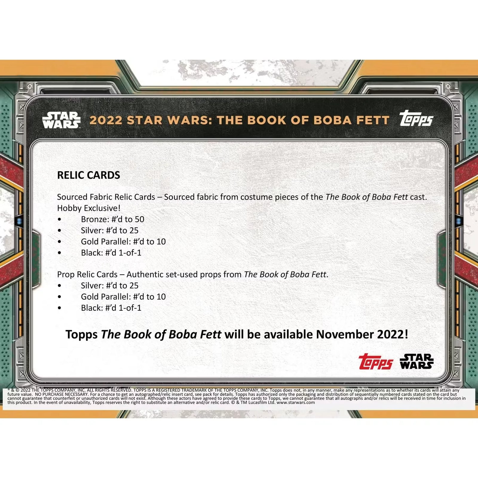 2022 Topps Star Wars: The Book of Boba Fett Hobby Box | Autographs & Relics (Ships Sealed Only)